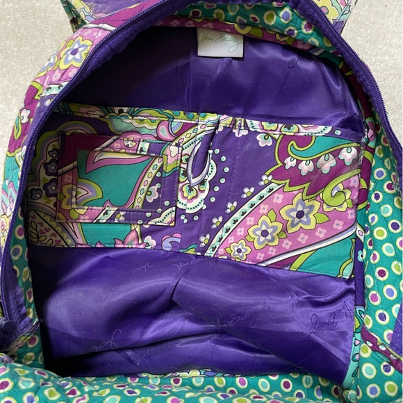 Used Purple and Green Vera Bradley soft backpack - Picture 6 of 7